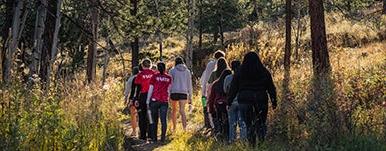 group of students hiking